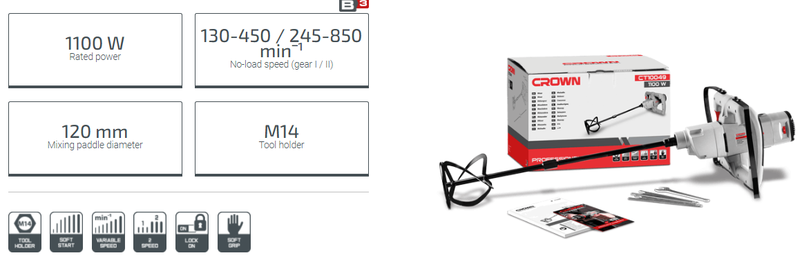 Picture of CROWN Electric Hand Mixer 1100W Model: CT10049 - Kings Trading