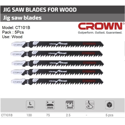 Picture of CROWN 5Pcs JIG SAW Blade Set For Wood CT101B - Kings Trading