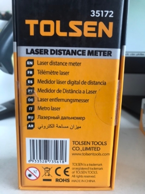 Picture of TOLSEN 20M Distance Meter (0.2-20M, 0.65-65.5FT) 35172 - Kings Trading