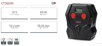 Picture of CROWN Vehicle Compressor 150PSI-60W-12V CT36059 - Kings Trading