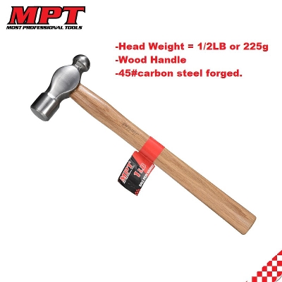 Picture of MPT 225g Ball Pein Hammer Wood Handle MHD05001 - 1/2LB - Kings Trading