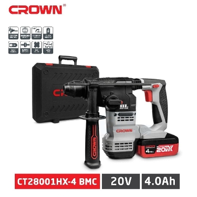 Picture of CROWN Cordless Rotary Hammer SDS-Plus 20V 4Ah Lithium-ion CT28001HX-4 - Kings Trading