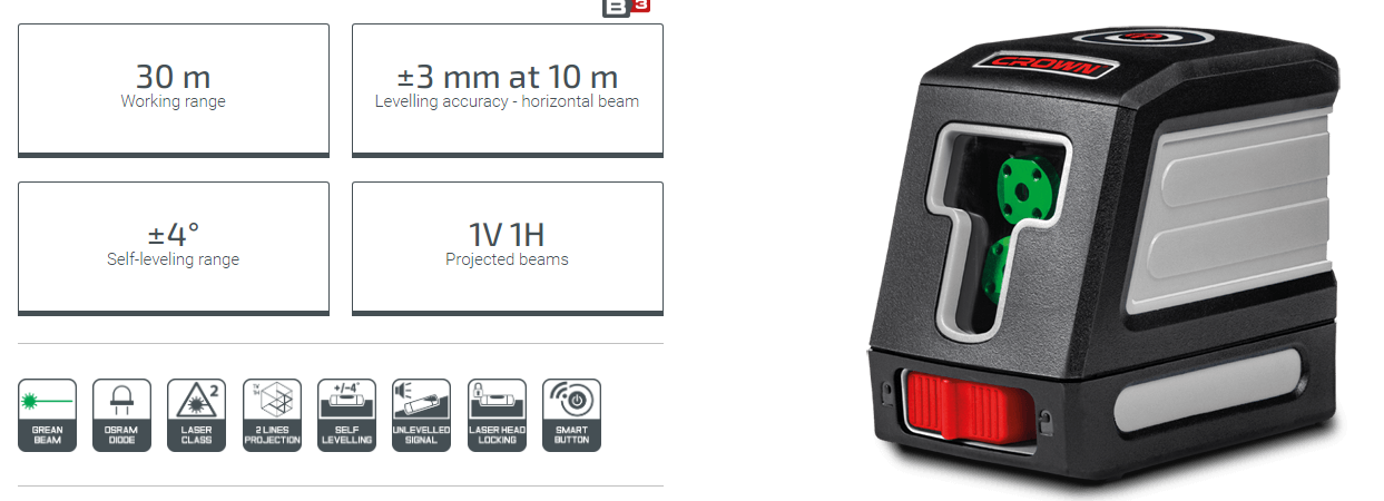 Picture of CROWN Line LASER Level Green 1V 1H CT44047 - Kings Trading