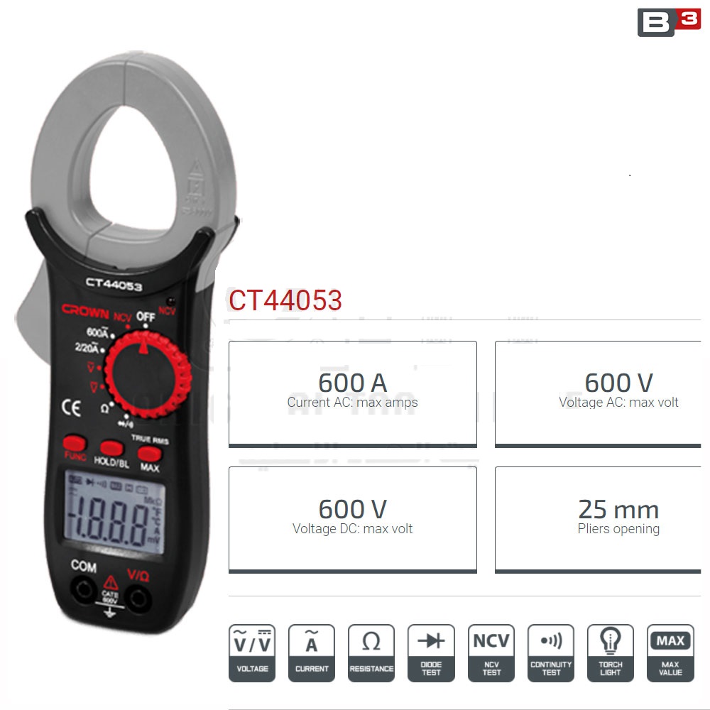 Picture of CROWN Digital Clamp Meter 600A Model: CT44053