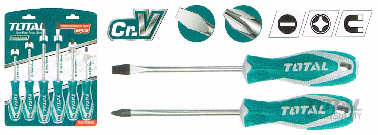 Picture of Total 6 Pcs Screwdriver Set Industrial Series Model: THT250606