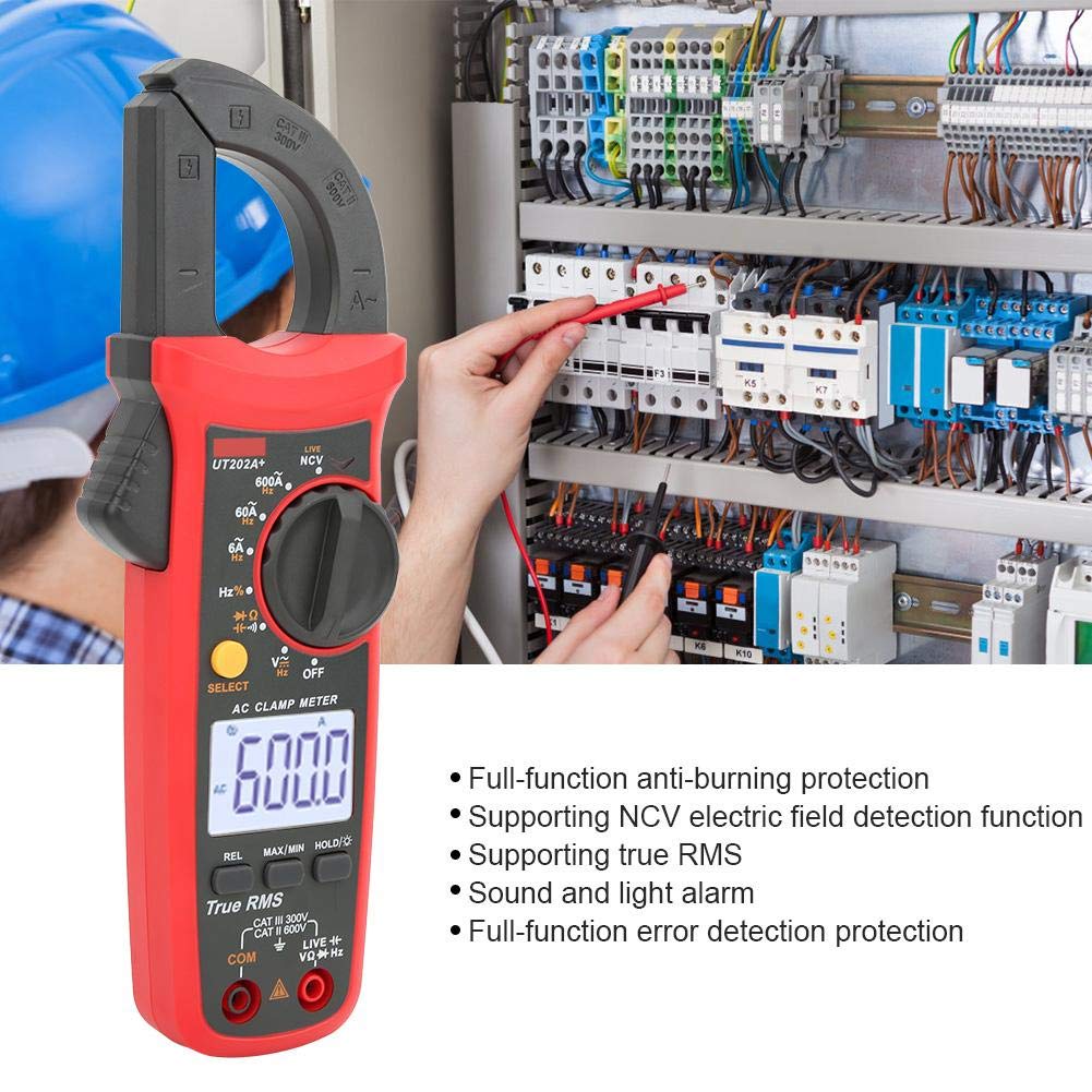 Picture of UNI-T UT202A+ True RMS Clamp Meter 600A Auto Range Multi Testers for Voltage Current Resistance Capacitance Testing UT202A+