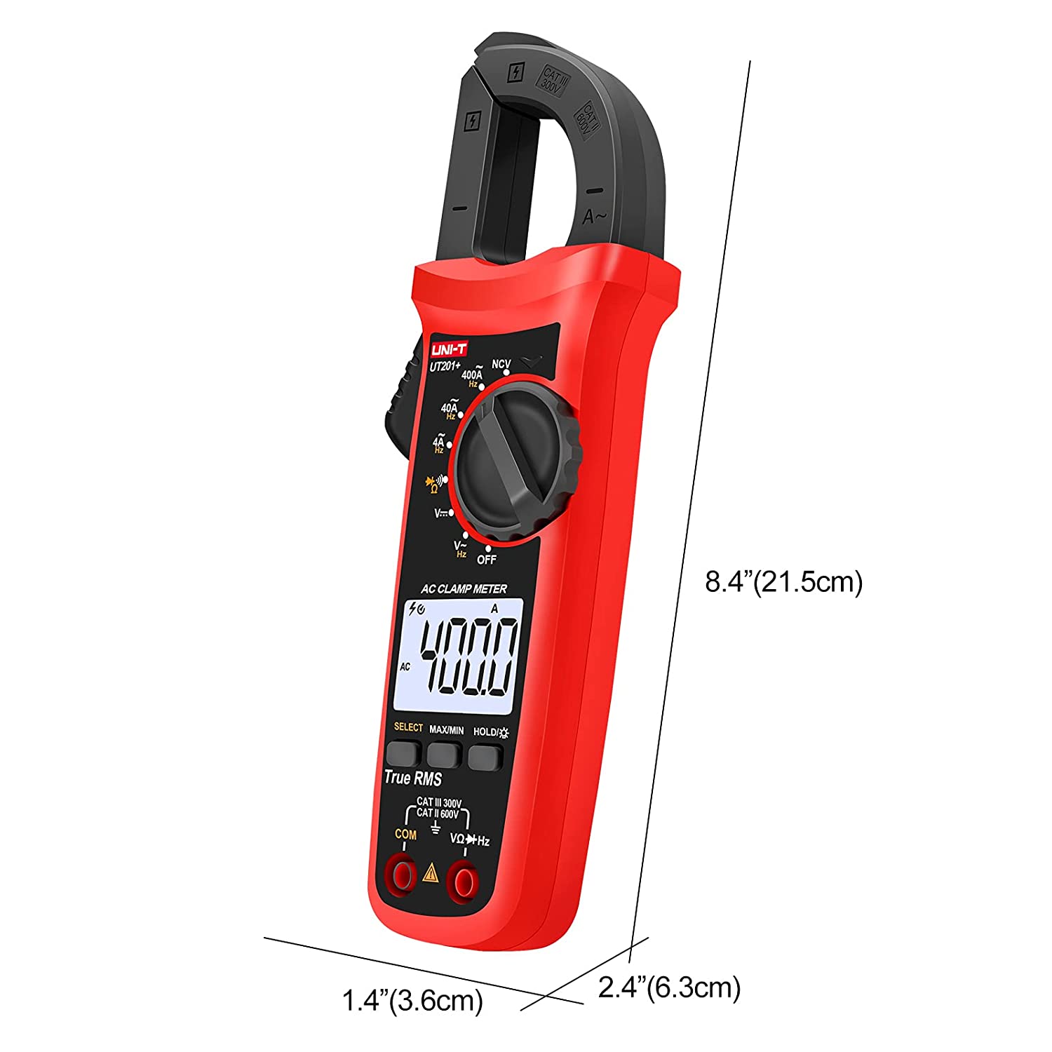 Picture of UNI-T UT201+ Digital Clamp Meter 400A True RMS Clamp Meter AC Current Voltage Meter NCV Diode Resistance Clamp Tester UT201+ - Kings Trading