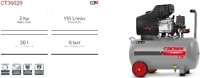 Picture of CROWN 50L Air Compressor 50L 2HP/1.5kW 135L/min CT36029 - Kings Trading