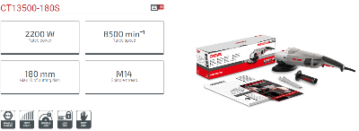 Picture of CROWN 7" Angle Grinder 180mm, 2200W CT13500S - Kings Trading