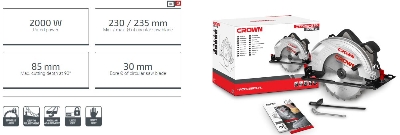 Picture of CROWN Circular Saw 235mm 2000W CT15210 - Kings Trading