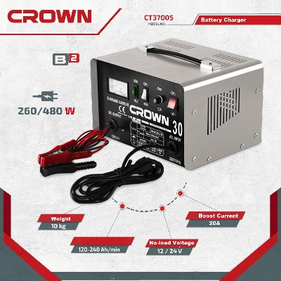 Picture of CROWN Battery Charger 12/24v 20A  Model: CT37005 - Kings Trading