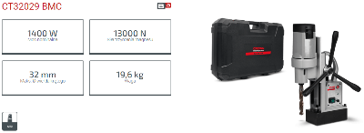 Picture of CROWN Magnetic Drill 1400W 13000N Model: CT32029 - Kings Trading