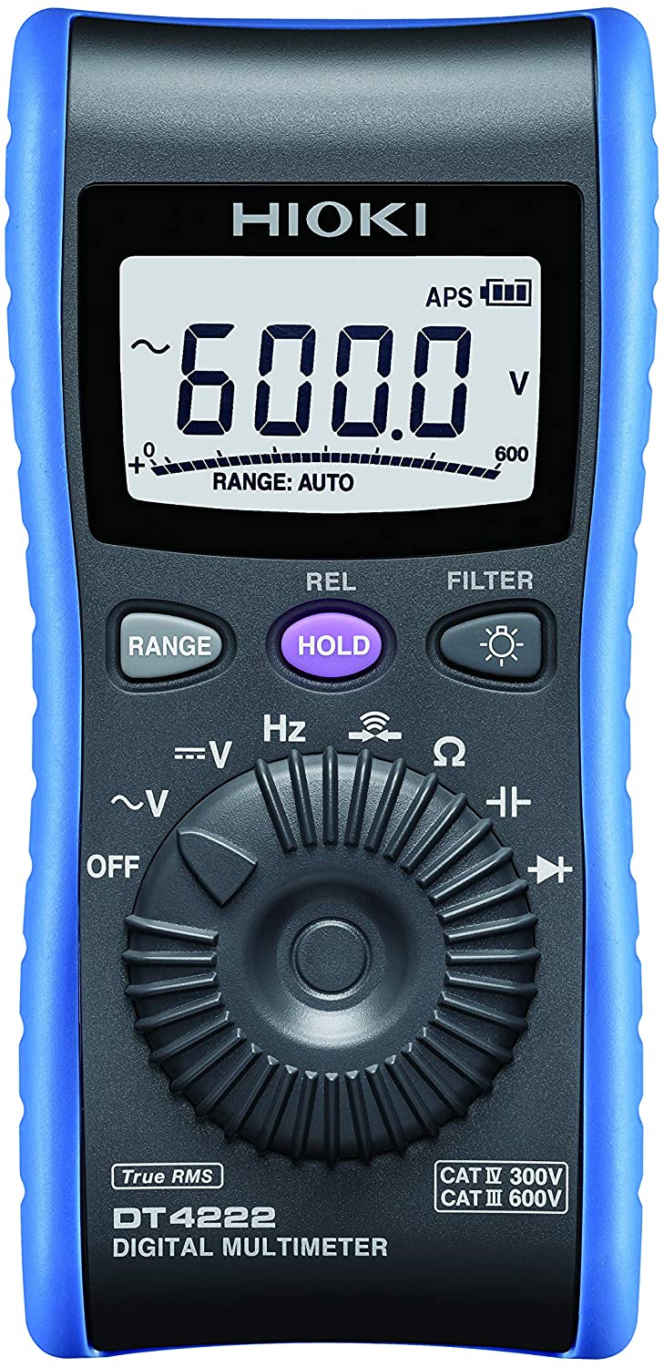 Picture of Hioki DT4222 Digital Multimeter True RMS Premier Pocket DMM with CAT IV 300 V, CAT III 600 V Safety - inverter