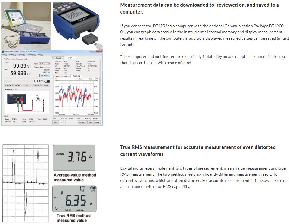 Picture of Hioki DT4252 Digital Multimeter True RMS Standard DMM that Delivers Top Safety and Reliability - inverter