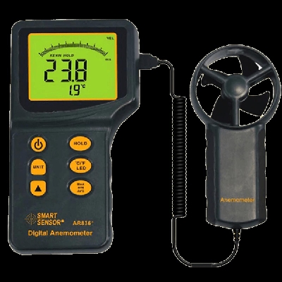Picture of Smart Sensor AR836+ Digital Anemometer, with Current/Average Measuring 0.3-45m/s Wind Speed Temperature Air Flow Test AR836 Plus - Kings Trading