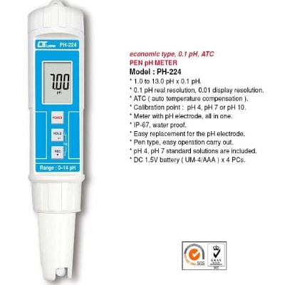 Picture of Lutron PH-224 Pen Type PH Meter (0 To 14 PH) IP67
