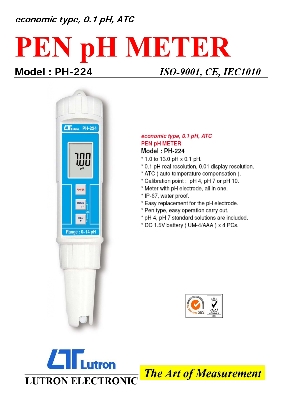Picture of Lutron PH-224 Pen Type PH Meter (0 To 14 PH) IP67