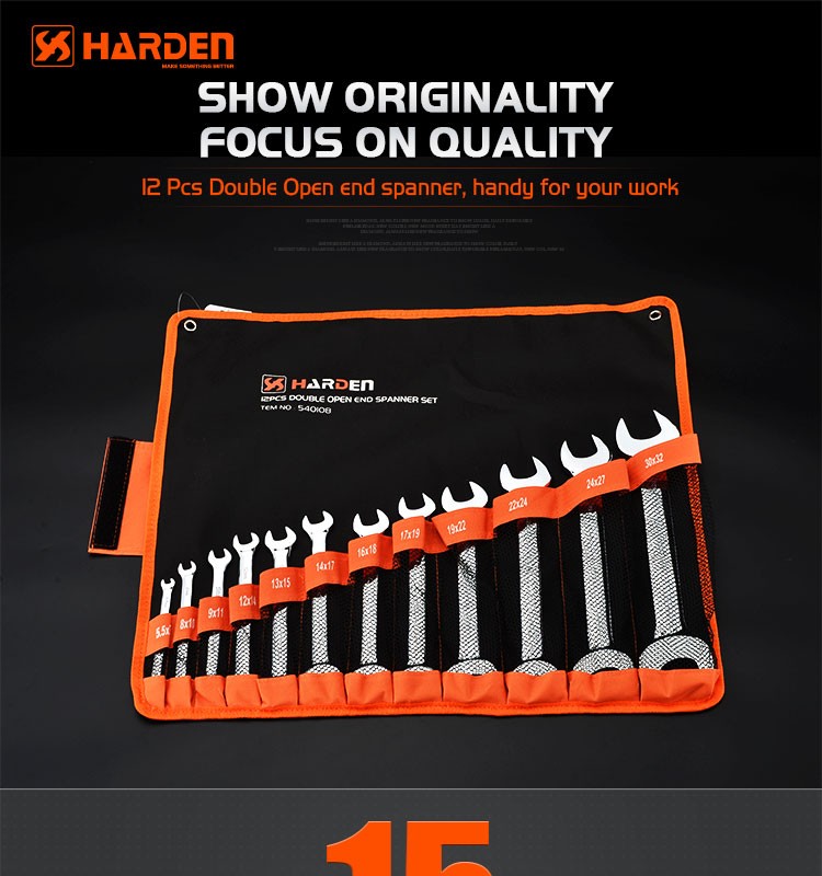 Picture of HARDEN Professional 12PCS Double Open-end Spanners Set Model:  540108