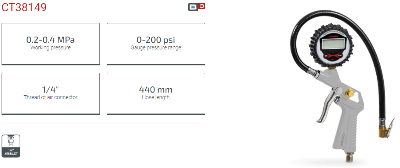 Picture of CROWN Tyre Inflator with Air Pressure Gauge CT38149 - Kings Trading