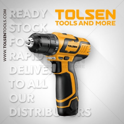 Picture of Tolsen 12V Cordless Drill w/ LED Work light 10mm chuck Soft Grip Handle FX Series Model: 79023