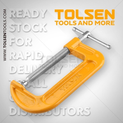 Picture of TOLSEN 8" G-Clamp, C Clamp 200mm Zinc plated thread bar 10115 - Kings Trading