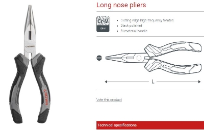 Picture of CROWN 6" Long Nose Pliers 160mm CPHPL-LNA06 - Kings Trading