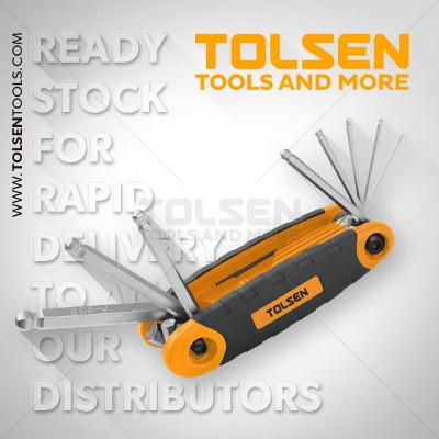 Picture of TOLSEN 8Pcs Folding Ball Point Allen Hex Key Set (1.5/2/2.5/3/4/5/6/8mm) 20068 - Kings Trading