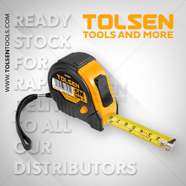 Picture of TOLSEN Measuring Tape w/ Metric Blade Only (3M | 5M | 8M) PVC Cover 3 Stop Button 35006, 35007, 35008 - Kings Trading