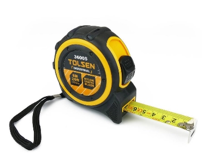 Picture of TOLSEN Measuring Tape 8M 26FT with Nylon Coated Blade Industrial TPR Handle 36005 - Kings Trading