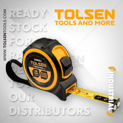 Picture of TOLSEN Measuring Tape 3M/10FT with Nylon Coated Blade Industrial TPR Handle 36002 - Kings Trading