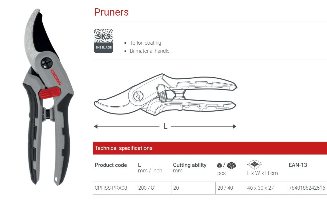 Picture of CROWN 8" Garden Pruners (200mm) CPHSS-PRA08 - Kings Trading