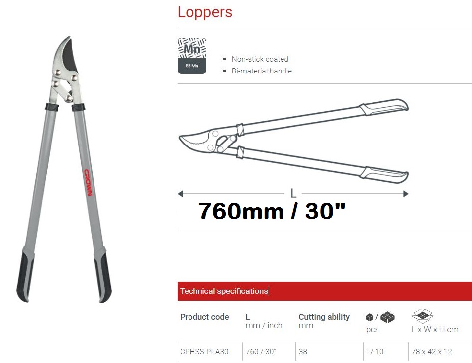 Picture of CROWN Lopper Manual Garden Cutting Tool 30" (760mm) CPHSS-PLA30 - Kings Trading