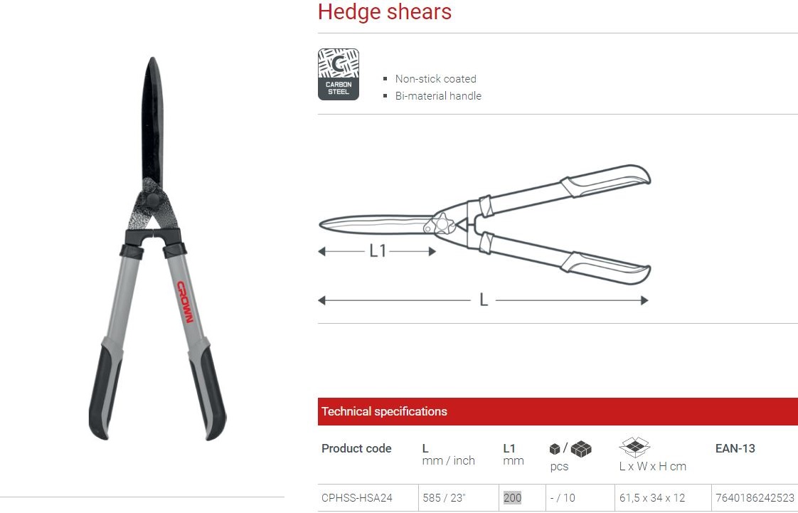 Picture of CROWN 23" Garden Hedge Shear (585mm) CPHSS-HSA24 - Kings Trading