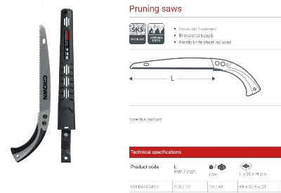 Picture of CROWN Pruning Saw Tree Saw Garden Saw 270mm SK5 Material CPHSP-STA10 Garden Tools - Kings Trading