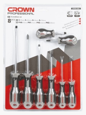 Picture of CROWN 8Pcs Screwdriver Set CPHDS-AX08 - Kings Trading