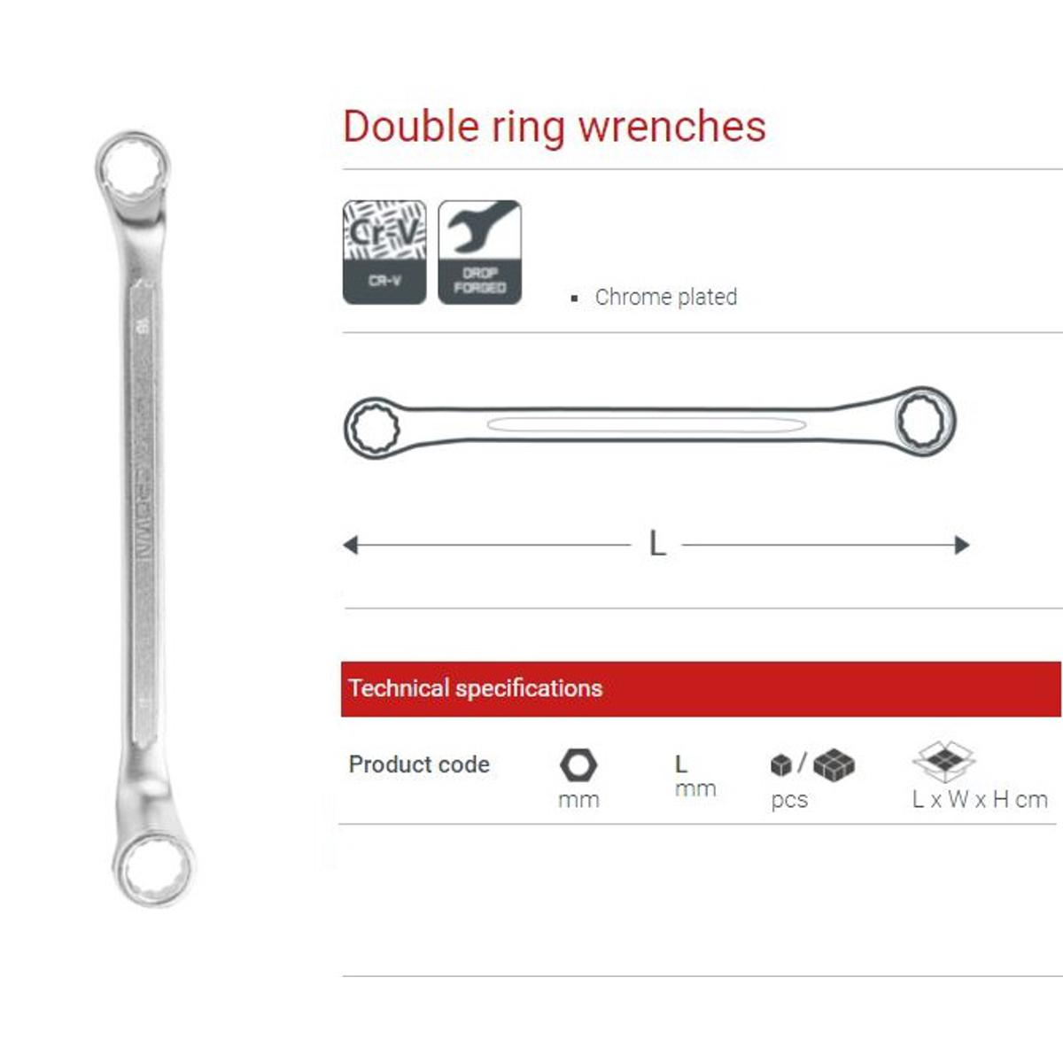 Picture of CROWN Double Ring Offset Spanner Cr-V Industrial Series - Kings Trading