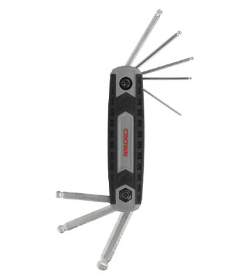 Picture of CROWN 8Pcs Foldable Ball Hex Key Set ( 1.5mm, 2mm, 2.5mm, 3mm, 4mm, 5mm, 6mm, 8mm ) CPHOF-BMAX08 - Kings Trading