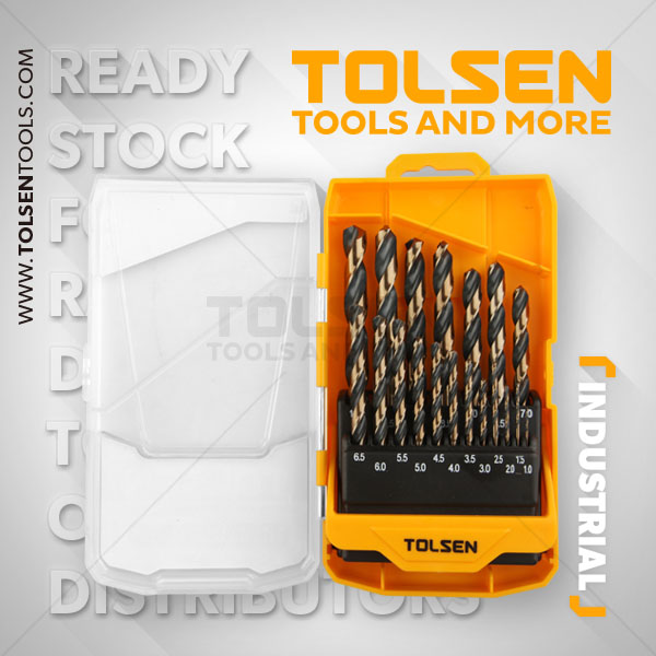 Picture of TOLSEN 19Pcs Black & Gold HSS Twist Drill Bits Set 75086 - Kings Trading