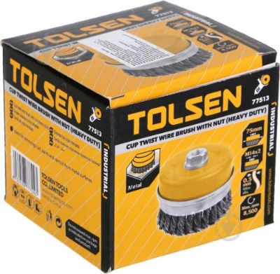 Picture of TOLSEN 3" Cup Twist Wire Brush 75mm For Angle Grinder Removing Rust, Paint and Varnish From Metal Surfaces Model: 77513 - Kings Trading