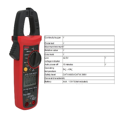 Picture of UNI-T UT204+ Digital Clamp Meter AC/DC Current Tester (600A) True RMS Auto Range Temperature Measurement High Precision Multimeter