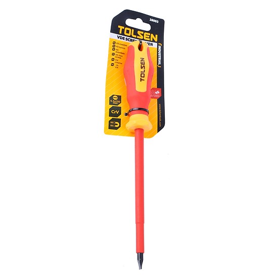 Picture of TOLSEN VDE Flat Screwdriver (6.5mmx150mm) 1000V Model No: 38003 - Kings Trading