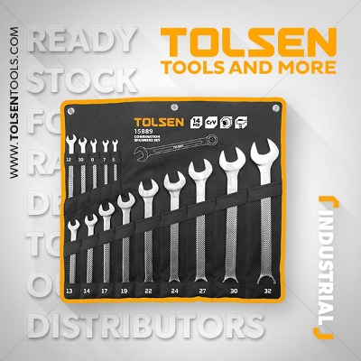 Picture of TOLSEN 14Pcs Combination Spanner Set (6,7,8,10,12,13,14,17,19,22,24,27,30,32mm) 15889 - Kings Trading