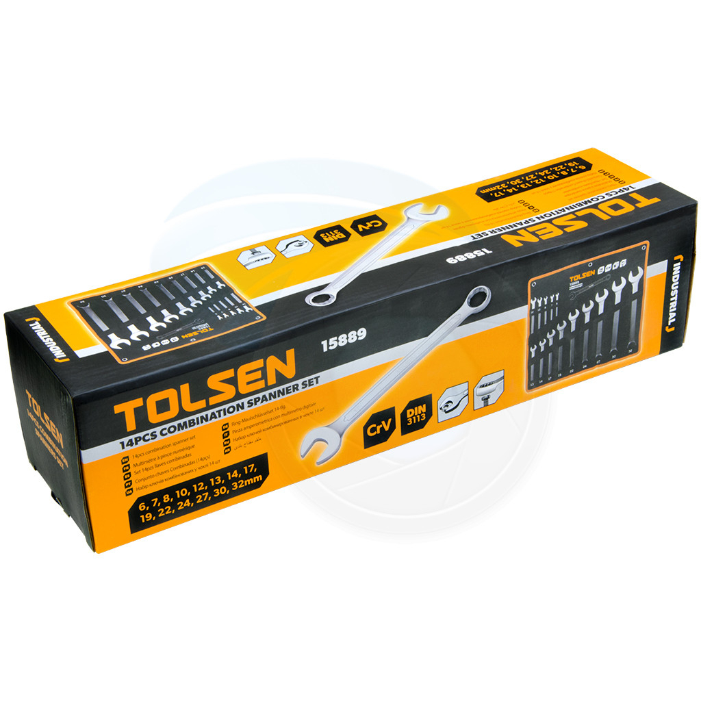 Picture of TOLSEN 14Pcs Combination Spanner Set (6,7,8,10,12,13,14,17,19,22,24,27,30,32mm) 15889 - Kings Trading