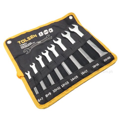 Picture of TOLSEN 8Pcs Double Open End Spanner ( 6×7, 8×9, 10×11, 12×13, 14×15, 16×17, 18×19, 20x22mm ) 15891 - Kings Trading