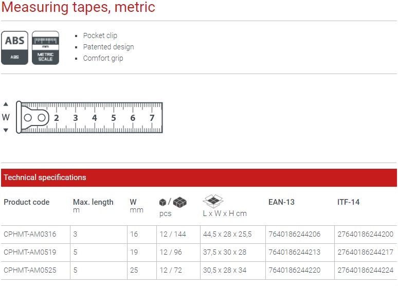 Picture of CROWN 5M Measuring Steel Tape 5x19mm CPHMT-AM0519 - Kings Trading