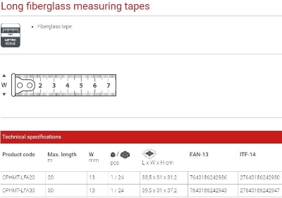 Picture of CROWN 20M Long Fiberglass Measuring Tape 20M CPHMT-LFA20 - Kings Trading