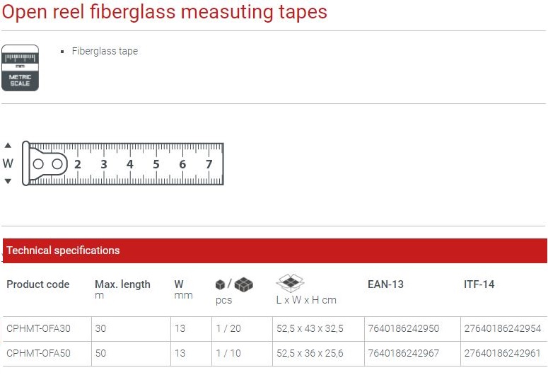 Picture of CROWN 30M open reel fiberglass Measuring tape 30M CPHMT-OFA30 - Kings Trading