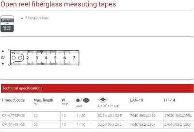 Picture of CROWN 30M open reel fiberglass Measuring tape 30M CPHMT-OFA30 - Kings Trading