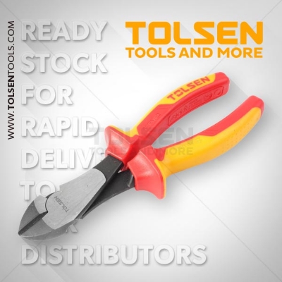 Picture of TOLSEN VDE 1000V Insulated Diagonal Cutting Pliers 180mm (7") VDE/GS certificated Premium Series V38127 - Kings Trading