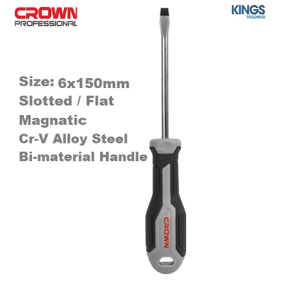 Picture of Crown 6X150mm Slotted Flat Screwdriver Bi-material handle CPHDS-AS0615